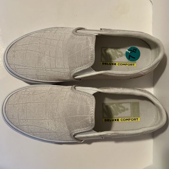 Vans Asher Deluxe Comfort Slip On Sneakers Women's 7.5 Woven Textile Light Gray - Picture 8 of 8